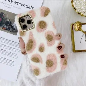 Luxury Leopard Winter Warm Plush Phone Case for iPhone