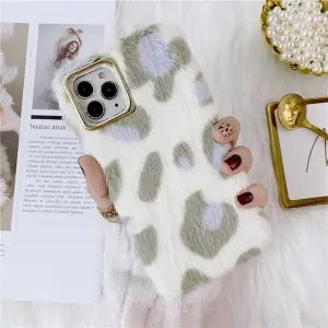 Luxury Leopard Winter Warm Plush Phone Case for iPhone