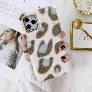 Luxury Leopard Winter Warm Plush Phone Case for iPhone